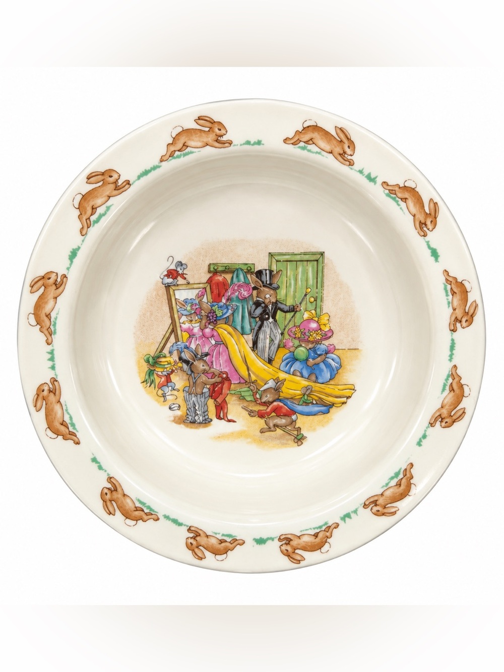 Classic Bunnykins Ceramic Serving Bowl - Cream with Brown Bunny Motif